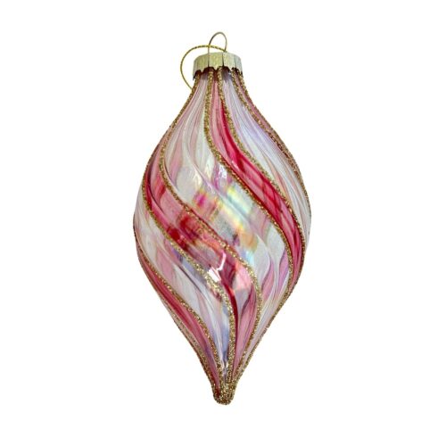 Bauble - Pink/Clear Iridescent Stripes Drop