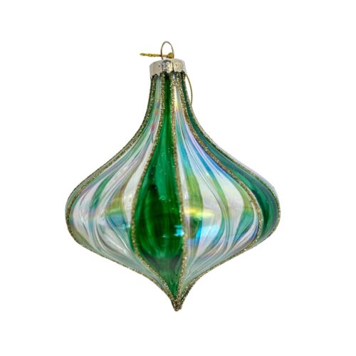 Bauble - Green/Clear Iridescent Stripes Sultan