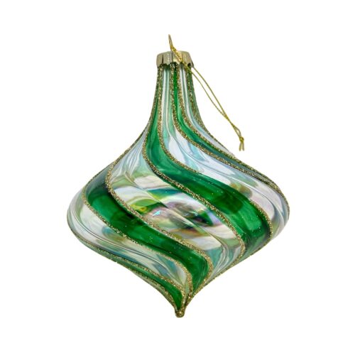 Bauble - Green/Clear Iridescent Swirl Stripes Sultan