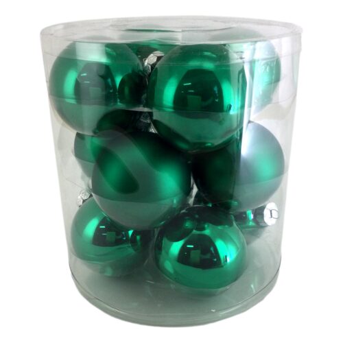 Bauble, 8cm Ball - Tub, Green 12Pk