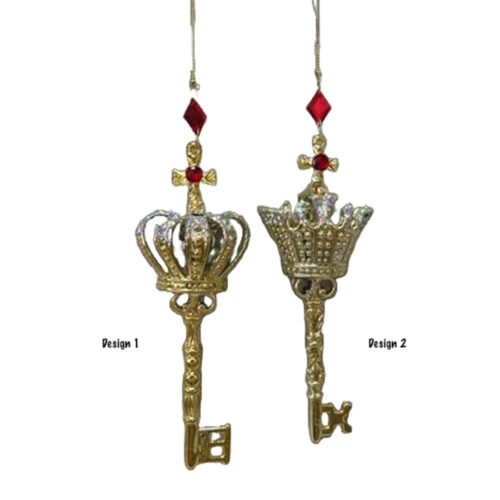 Key with Crown Hanging Ornament 2 Asst