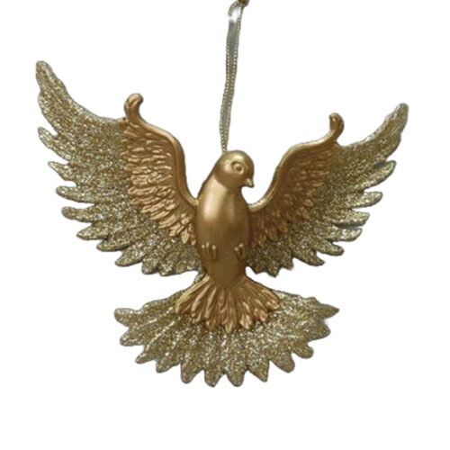 Dove Hanging Ornament Gold Glitter