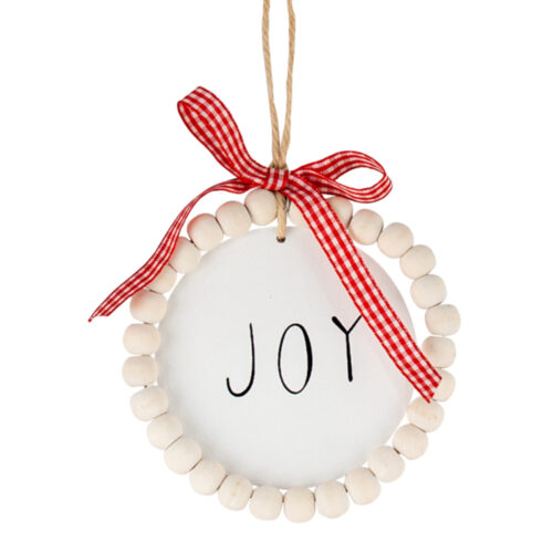 Wood Bead Ornament Joy
