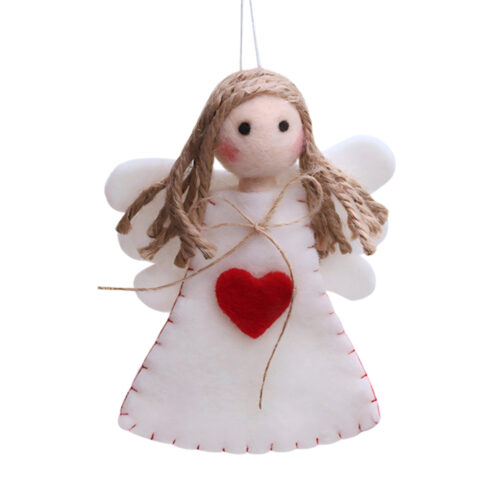 Angel with Heart Hanging Ornament White