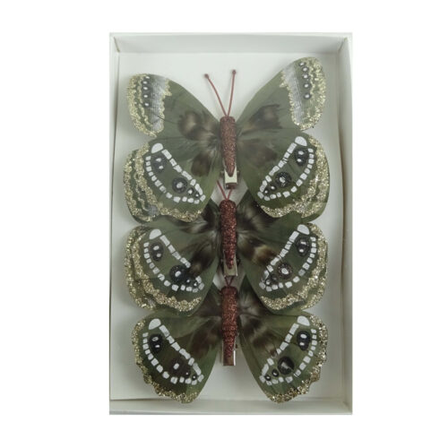 Butterfly 3 Pack Clip On Natural Copper White