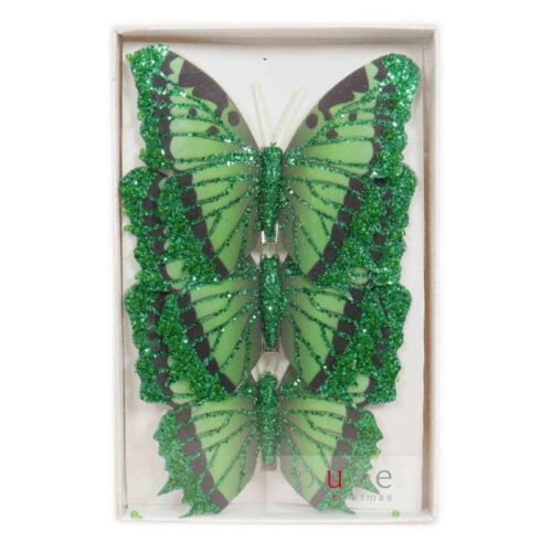 Butterfly 3 Pack, Clip On, Emerald Green