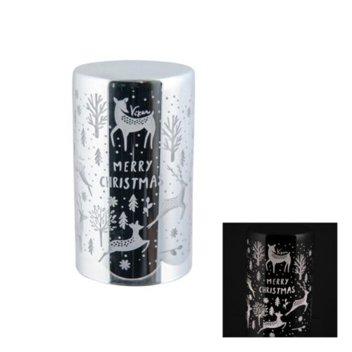 LED Christmas Pillar Silver Small