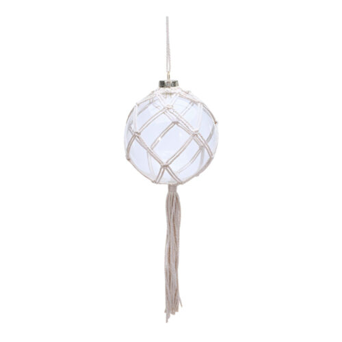 Bauble with Rope Macrame Finish with Tassal - Lge