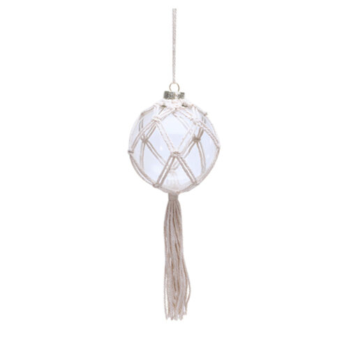 Bauble with Rope Macrame Finish with Tassal - Sml