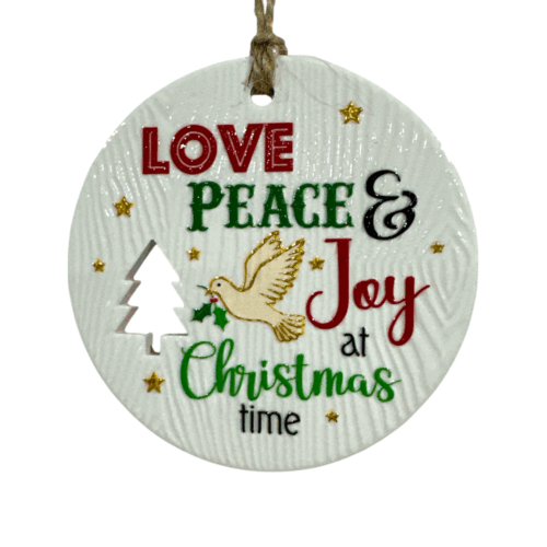 Xmas Plaque - Love Peace Joy