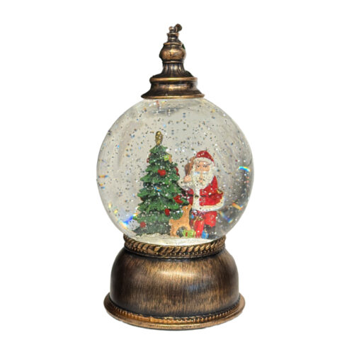 LED Glitter Globe  Santa with Tree Large