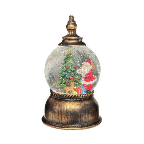 LED Glitter Globe  Santa with Tree Small