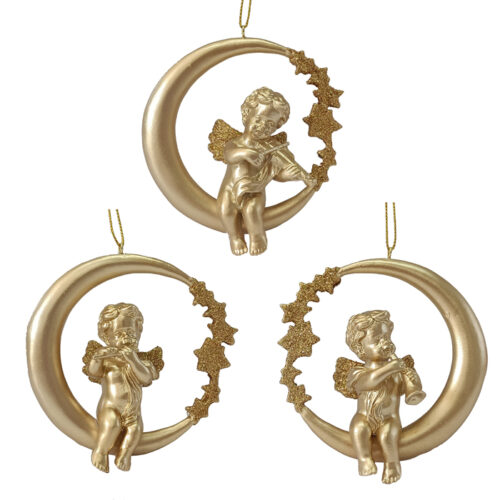 Cherub Playing Instrument Gold 3 Asst