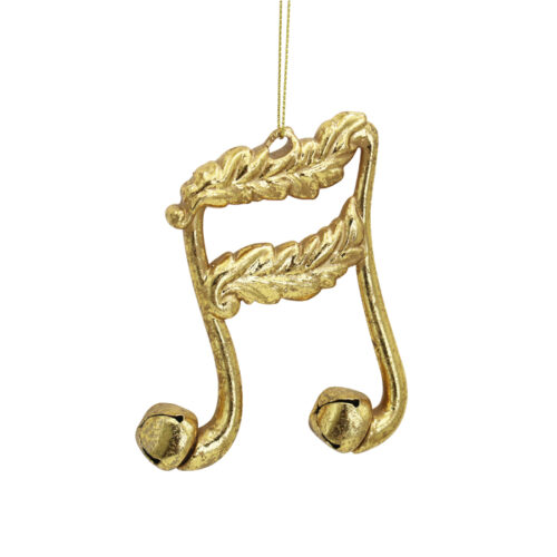Music Note Hanging Ornament Gold