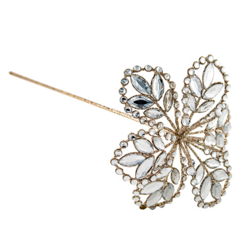 Metal Glitter Flower Stem Champagne