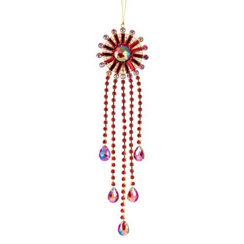 Jewelled Metal Hanging Ornament Red