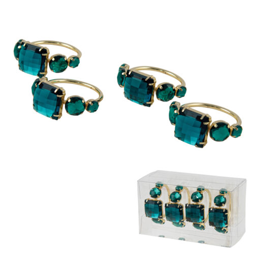 Gemstone Napkin Ring Emerald Box of 4