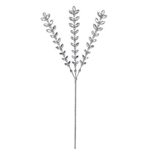 Leaf Spray Silver Glitter
