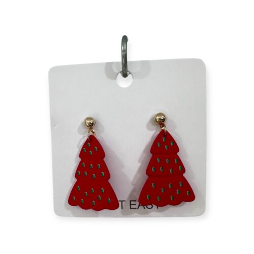 Earing - Red with Green Spots Christmas Tree