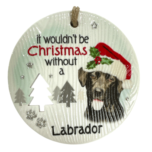 Xmas Plaque - Labrador Black