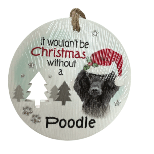 Xmas Plaque - Black Poodle