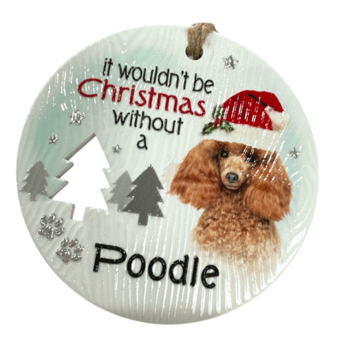 Xmas Plaque - Brown Poodle