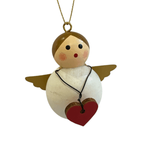 Angel with Heart Hanging Ornament Red/White