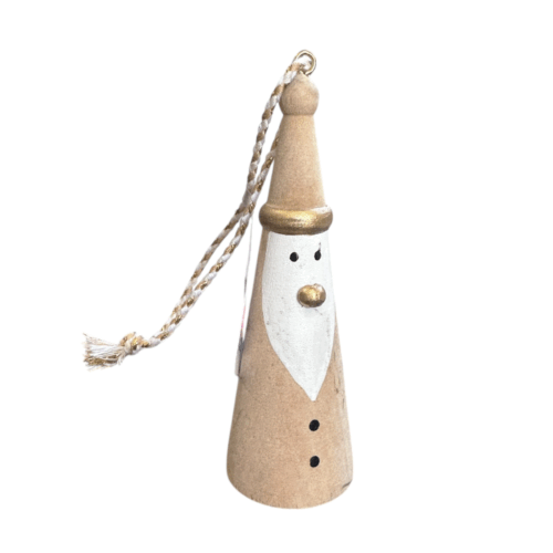 Cone Santa Hanging Ornament White