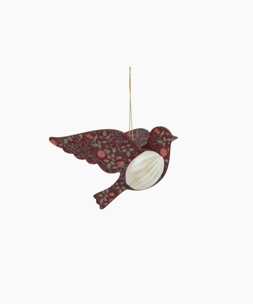Vintage Pattern Hanging Bird Burgundy