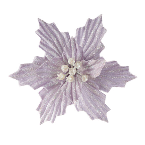Poinsettia Clip On,  Lavender Velvet with Iridescent Glitter