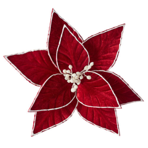 Poinsettia Clip On,  Red with White Edge