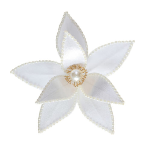 Poinsettia Clip On White with Pearl Centre
