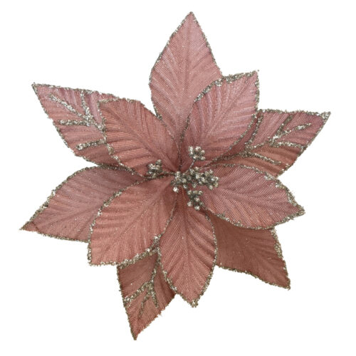 Poinsettia Clip On Pink Silver
