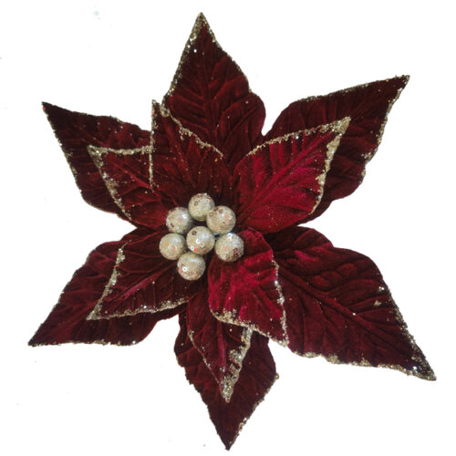 Poinsettia Clip On Burgundy Champagne