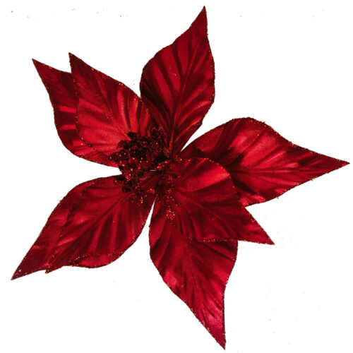 Poinsettia Clip On Shiny Red