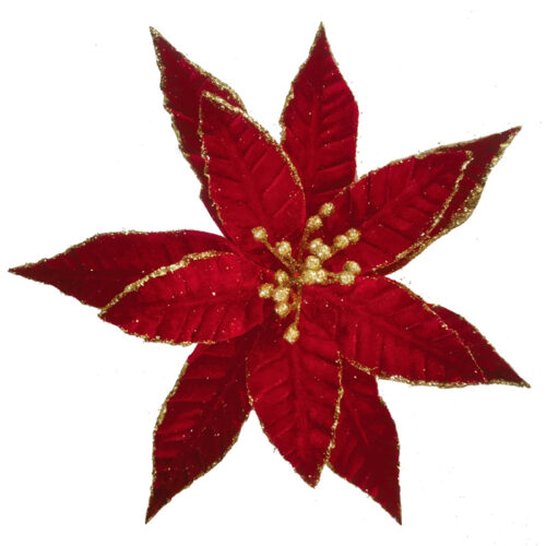 Poinsettia Clip On Red Gold Centre