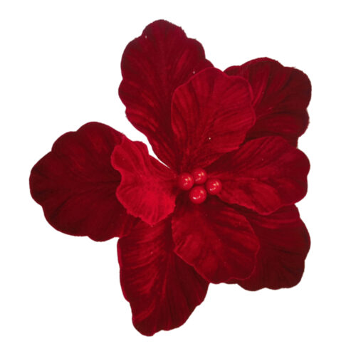Magnolia Clip On, Red with Red Berry Centre