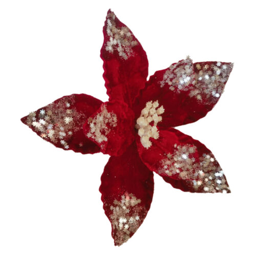 Poinsettia Clip On Red White Crust