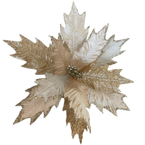 Poinsettia Clip On Coral Champagne Jagged