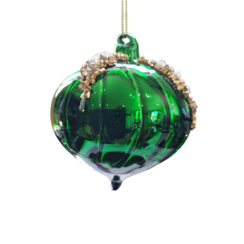 Bauble Pack, Emerald Green with Gold Beading, 3 Ast - Image 3