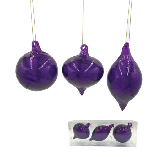 Bauble Pack, 3 Asst, Purple