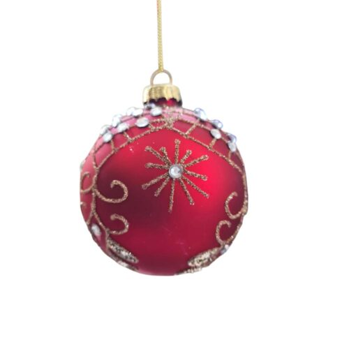 Bauble   Red with Jewel  3 Asst