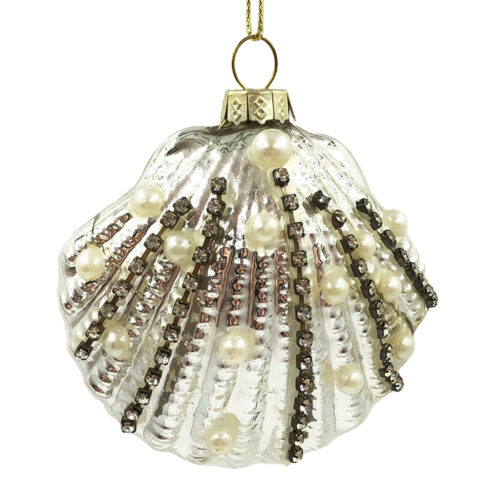 Scallop Hanging Ornament Champagne Pearl