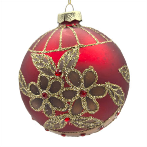 Bauble Red Gold Flower