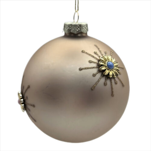 Champagne Bauble with Starburst & Jewel Centre
