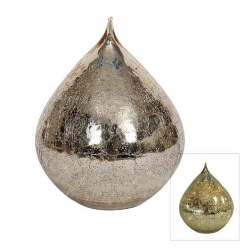 LED Teardrop Gold Mercury Glass Large