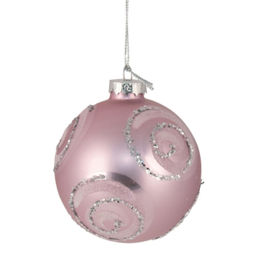 Bauble Pink Silver Swirl