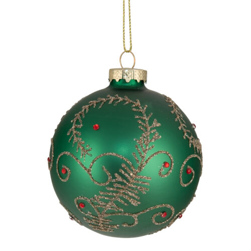 Bauble Green Gold Filigree