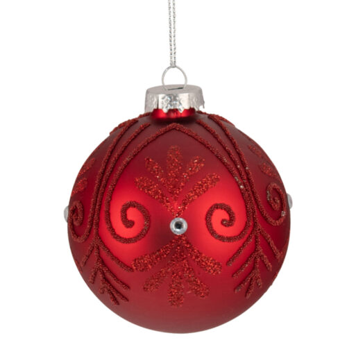 Bauble Red Silver Diamonte