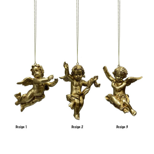 Cherub Hanging Ornament Gold 3 Asst